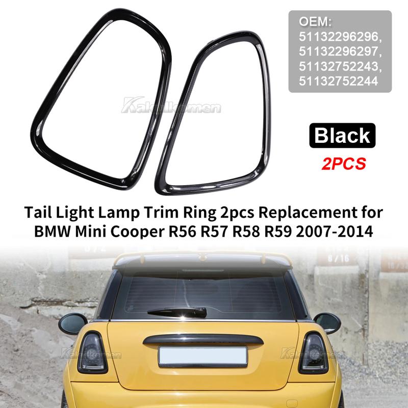 2Pcs Gloss Black Rear Car Headlight Eyelid Frame Kit Grille Trim Taillight Frame Cover For Mini Cooper S R55 R56 R57 2007-2015