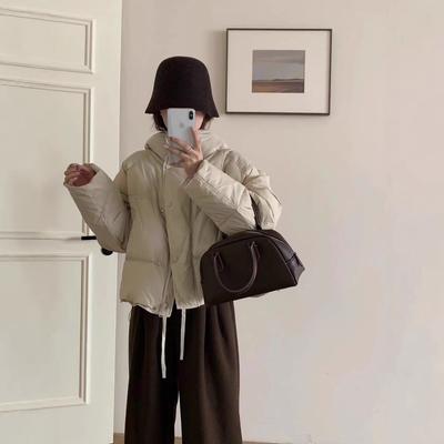 Женский короткий пуховик из белого утиного пуха, устойчивый к холоду, зимний 2025, утолщенный, конфетного цвета, с ощущением пуховика, куртка-хлеб, тренд