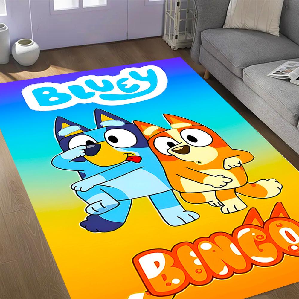 Bluey's Bus Adventure Themed Anti-Slip Rugs - Polyester Home Decor, Suitable for Bedrooms, Living Rooms, Doorways, Studios, and Decorations
