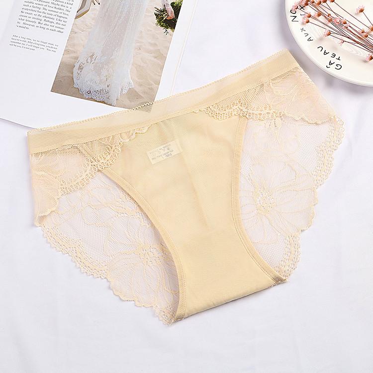 Mesh Seamless Mid-waist Underwear Women Panties Plus Size Sexy Lace Breathable Hip Lift Briefs