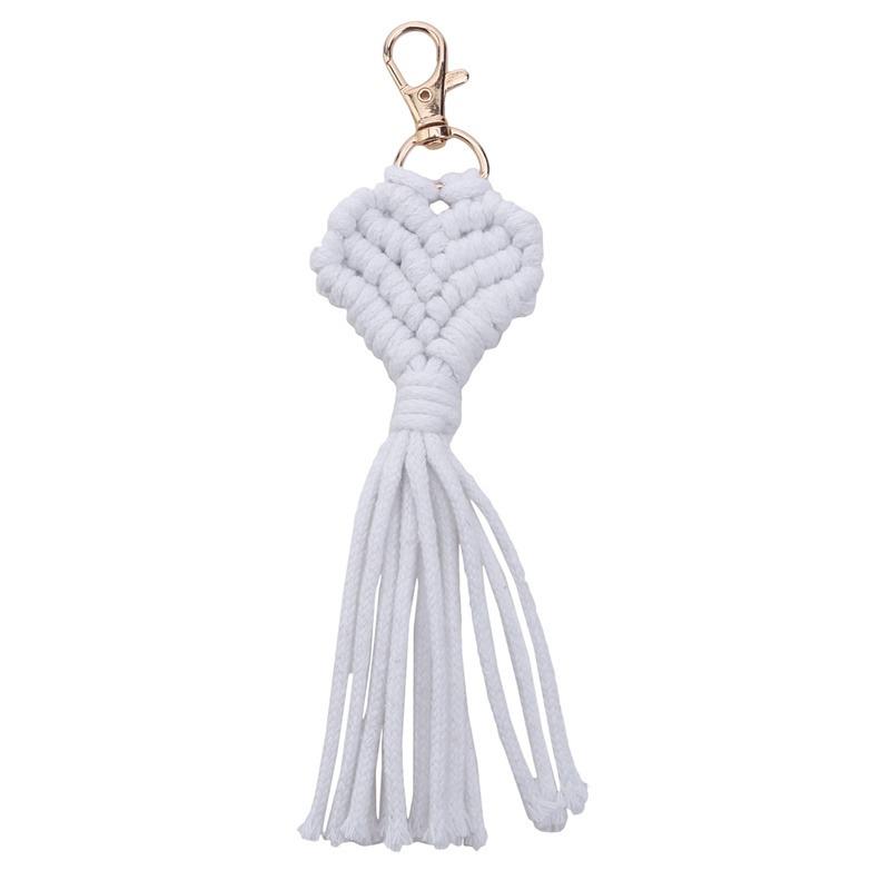 Креативные мини-брелоки макраме в форме сердца, бохо, ручной работы, с кисточками, для ключей от машины, кошелька, телефона, свадебный подарок