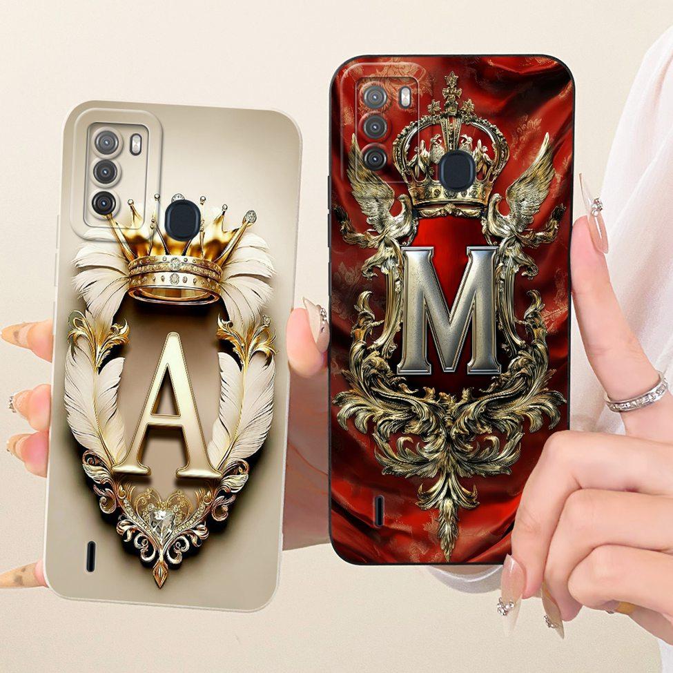 For ITEL S16 Case Cover Luxury A-Z Letters Fashion Crown 2D Painted Silicone Bumper For ITEL Vision 1 Pro Phone Casing