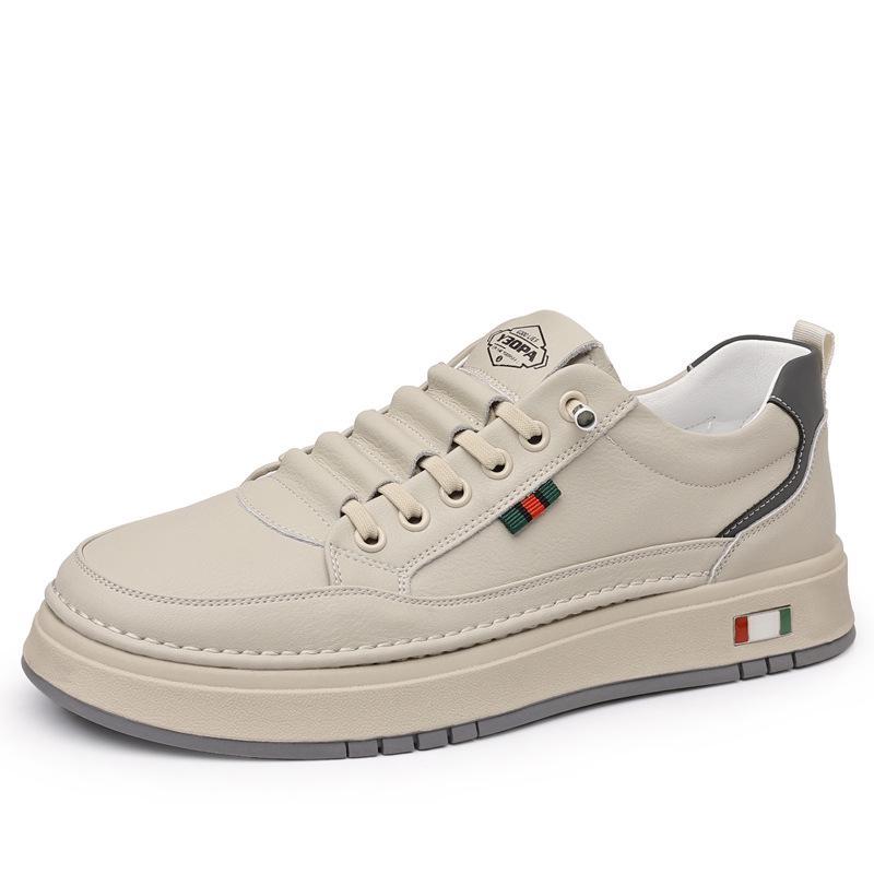 Мужские повседневные низкие кожаные кроссовки 2025 - Мягкая подошва, Модная коровья кожа, Универсальный белый дизайн