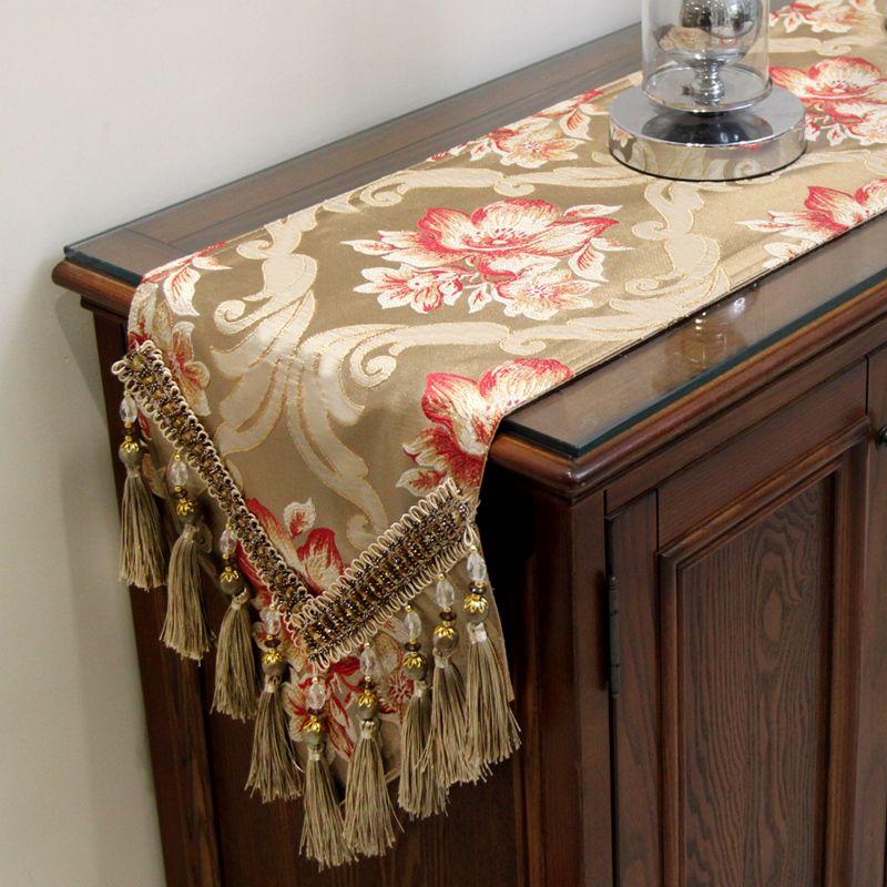 Высококачественные жаккардовые столы, флаг, хлопок, лен, цветочная живопись, дорожка для стола, домашний декор, ТВ, чай, обеденная скатерть, коврик, подвеска с кисточкой