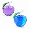 Crystal Glass Apple Figurine, Feng Shui Item, Interior Object, Suncatcher, Good Luck Item, Gift (Purple and Blue)