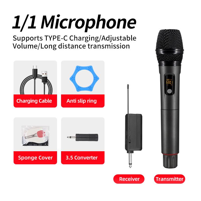 Rechargeable Dual Wireless Microphone Set for Stage, Home, KTV, Outdoor Events, and Conferences