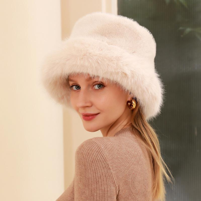 Осенне-зимняя женская шапка из лисьего меха, теплая шляпа-ведро, зимняя уличная модная шапка от холода для волос