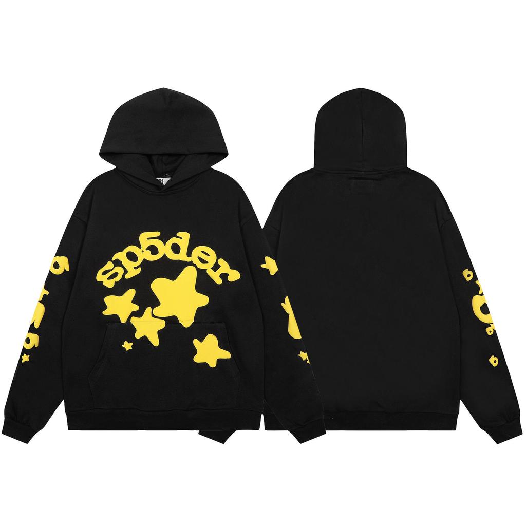 Американский тренд Sp5der5555 Худи из махровой ткани с рисунком паутины