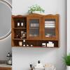 90CM Retro 2 Door Sliding Cabinet Three Layers of Storage Space,Suitable for Bathrooms,Kitchens,Dining Rooms,Brown