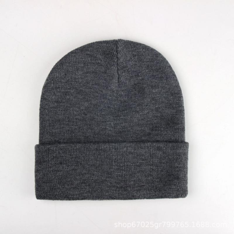 Brimless beanie big head circumference knitted hat knitted hat knitted hat black knitted hat outdoor warm hat