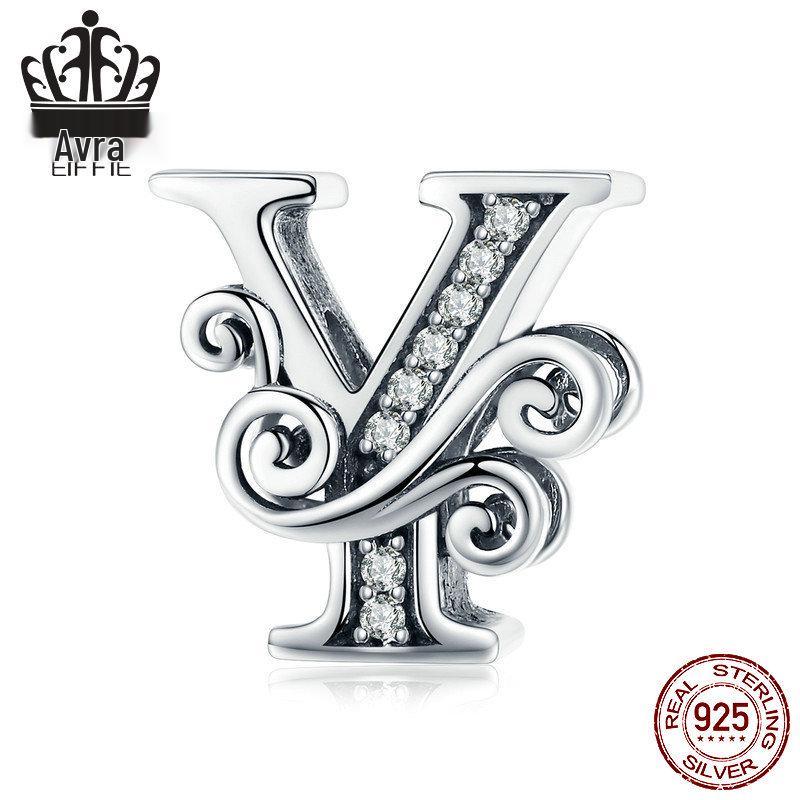 Avle Браслет из стерлингового серебра 925 пробы с английскими буквами и бусинами