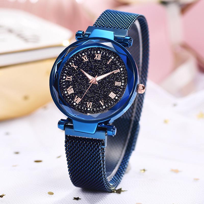 Reloj Mujer женские модные часы со звездным небом для женщин платье магнитная пряжка сетчатый ремень кварцевые часы Zegarek Damski