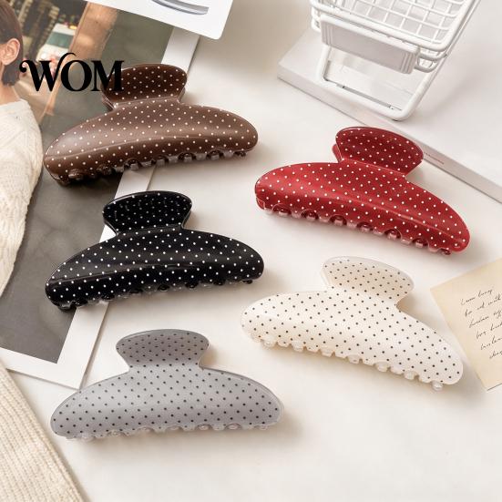 Matte Shark Clips for Thick Hair Polka Dot Claw Clip Women, Lightweight Acrylic Non-Slip Jaw Clip, Large Elegant Strong Hold Accessories Updo Bun Half