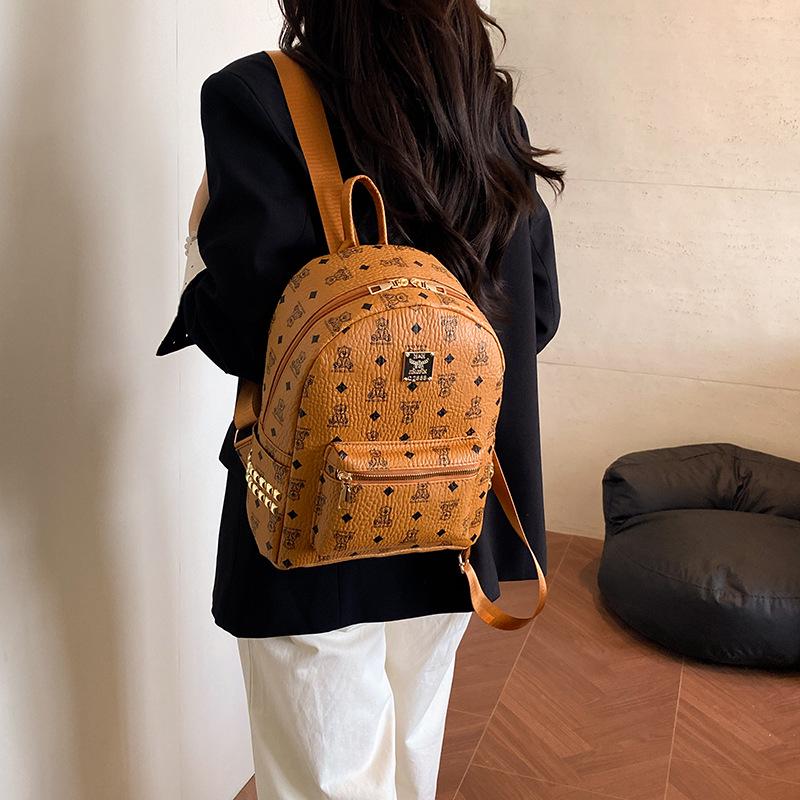 Рюкзак 2025 года с принтом ретро-плюшевого мишки - Женская школьная сумка большой вместимости