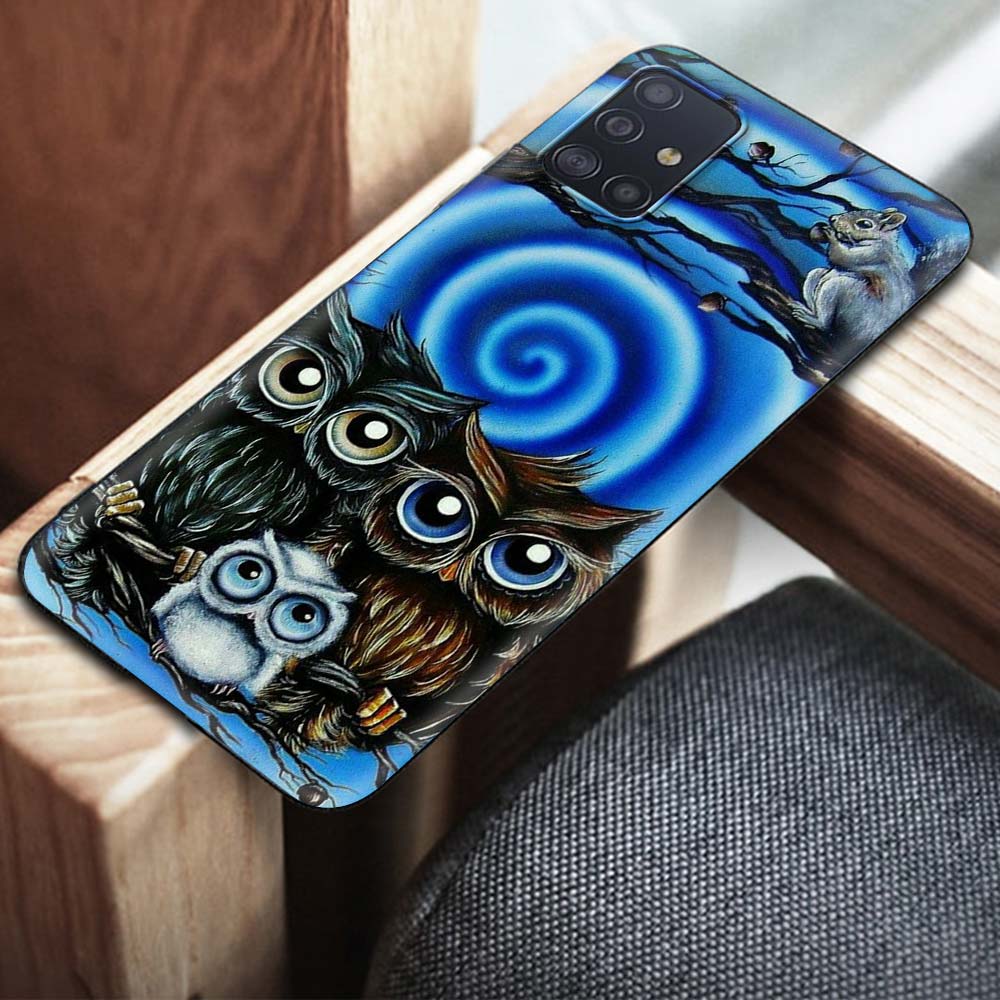 Soft Phone Case for Samsung Galaxy A21S A51 A71 A12 A50 A70 A31 A41 A02S A72 Shockproof Coque Shell Fashion Cartoon Owl