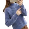 Women Spring Autumn Winter Half-Turtleneck Knitted Sweater Long Sleeve Solid Color Pullovers Sweaters