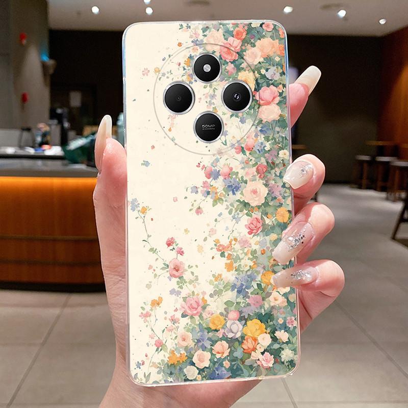 Чехол для Xiaomi Redmi 14C 14R Capa Цветок Бабочка Корпус Телефона Redmi A3 Pro 4G A4 5G Funda Мягкий Силикон Прозрачный ТПУ Чехол