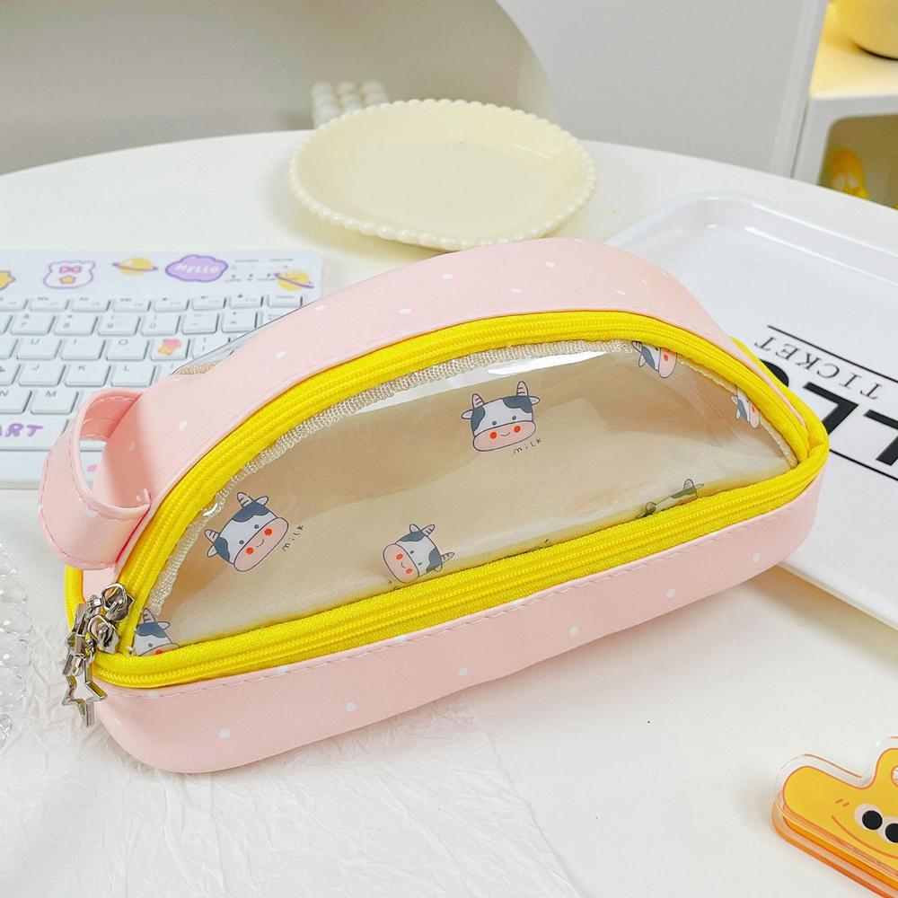 Двухслойный большой пенал для девочек и мальчиков, милый прозрачный пенал на молнии, эстетический пенал