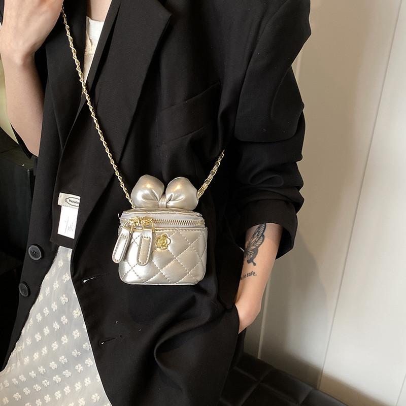 Шикарная элегантная мини-сумочка для девочек с модным бантом и цепочкой-ремнем