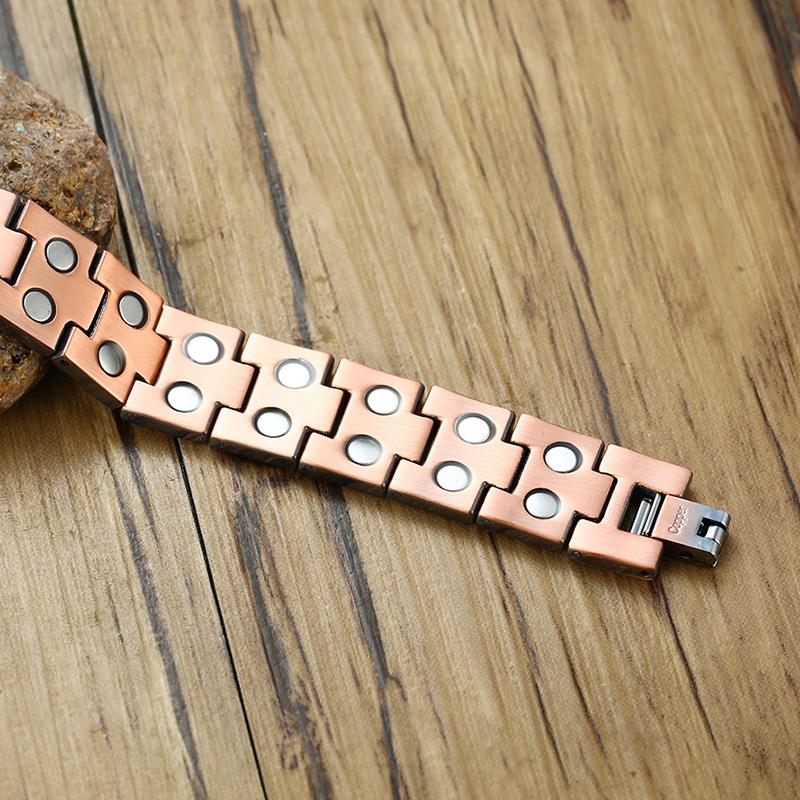 Ikuinen браслеты из чистой меди, мужская цепочка на руку, винтажный браслет на запястье, браслет для магнитной терапии, 21,5 см, медь, энергетические украшения для здоровья