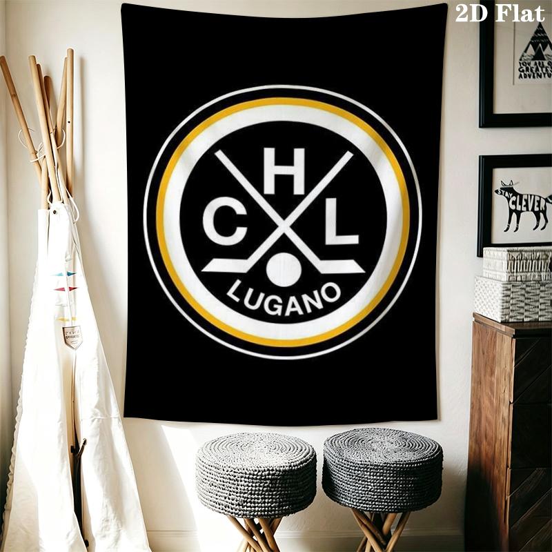 Hockey Club Lugano Wall Tapestry Aesthetic Wall Hanging Printed Fabric Blanket Decorative Tapestries for Bedroom Living Room Home Decor
