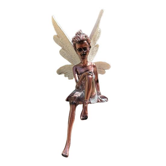 Скульптура из смолы «Цветочная фея», фигурка сидящей феи, украшение для сада, крылатая статуя феи для внутреннего рабочего стола, дворового искусства