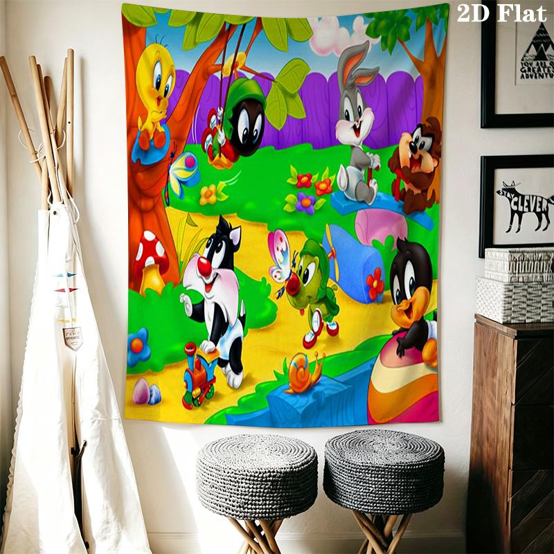 Bugs Bunny Friends Tapestry Wall Tapestry Wallmounted Fashion Print Wall Decoration Background Cloth Wall Covering Decoration