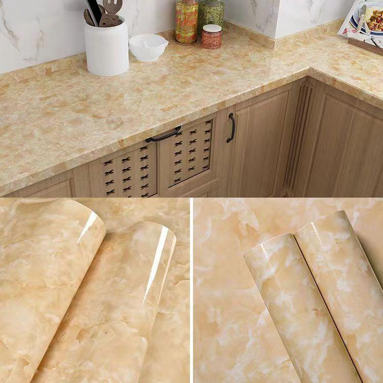 Pvc Thickened Water-Repellent And Oil-Proof Marble Wall Cover Self-Adhesive Sticker Bathroom Cabinet Cooktop Desktop Decorative Film
