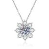 Sunflower Moissanite Pendant Necklace Sterling Silver Sparkling Flower Jewelry for Women