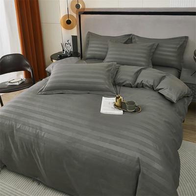 Коллекция Mling Hotel Всесезонное серое сатиновое полосатое одеяло