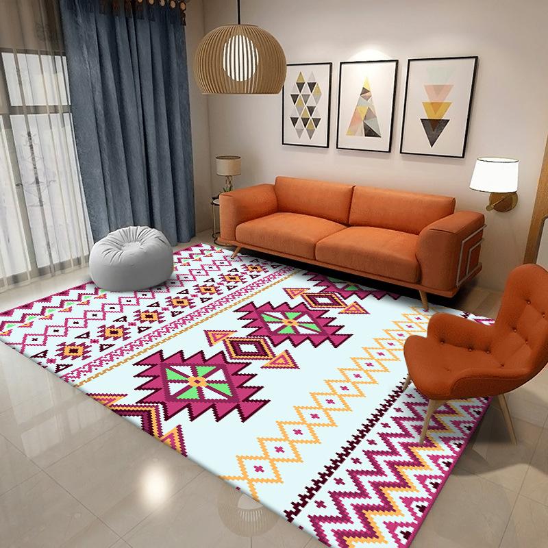 Бохо Геометрический Полосатый Прямоугольный Ковер, Красочные Этнические Принты, Мягкий Нескользящий Ковер для Декора Гостиной Спальни