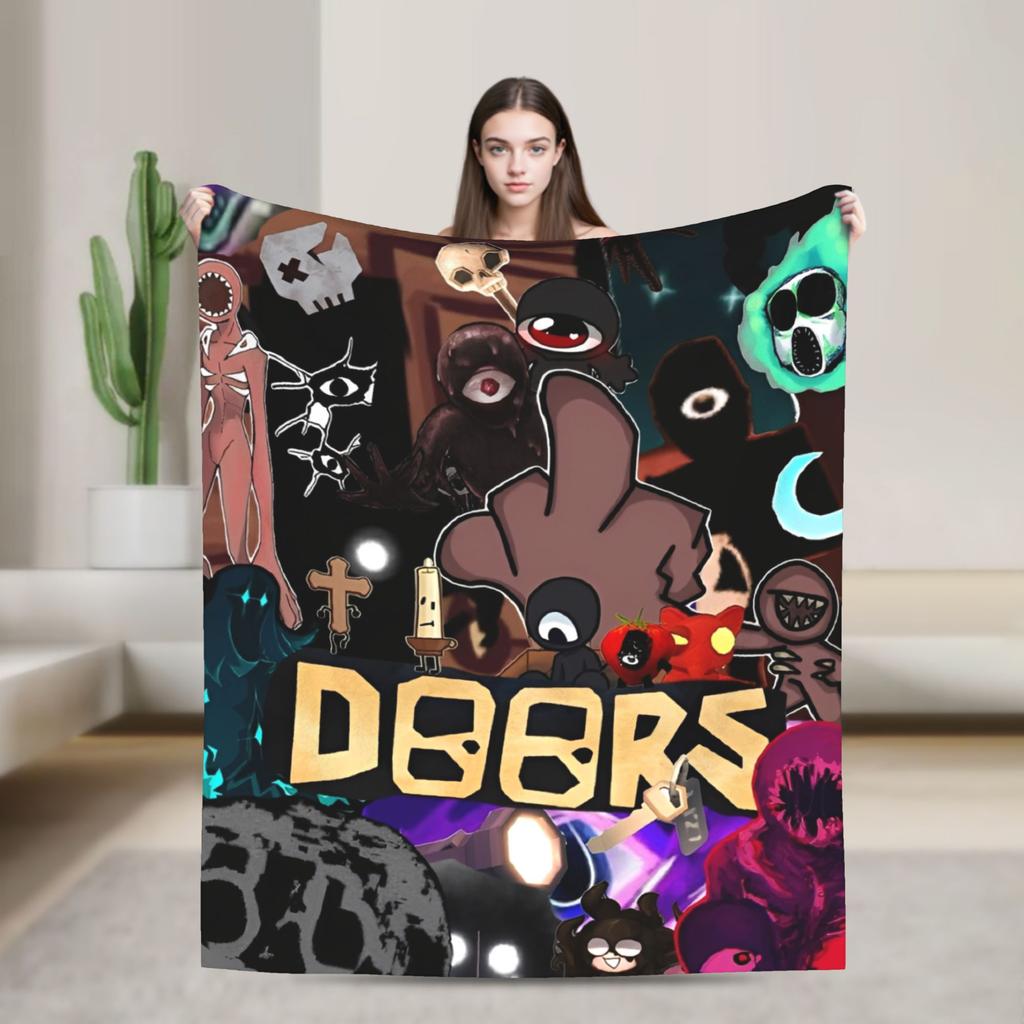GUOYU Blanket DOORS Horron Game Throw Blanket for Couch Soft Fuzzy Plush Blanket 50x60 Inches Multisize Bedspread for All Seasons