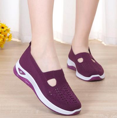 Женские модные удобные трикотажные туфли на плоской подошве, женские мокасины, сетчатая обувь с вырезами