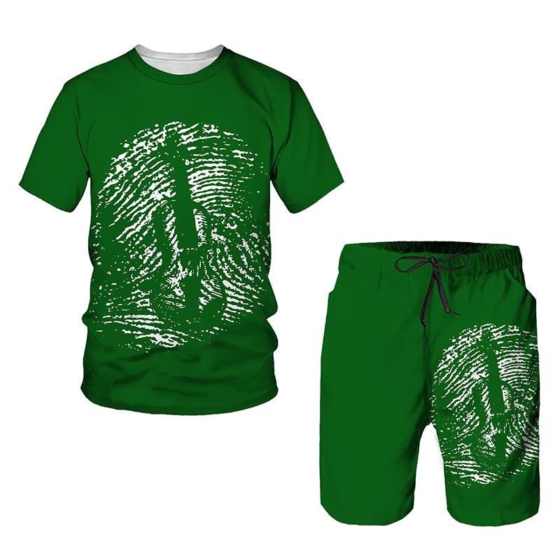 Летний модный мужской комплект из двух предметов, летняя футболка и спортивные шорты для бега, фитнеса, повседневная спортивная одежда с короткими рукавами, спортивный костюм
