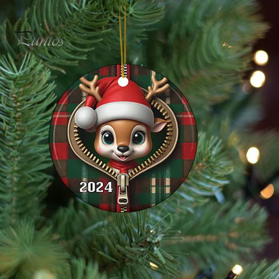 Рождественский подвесной орнамент, плоский акриловый Санта-Клаус, молния, украшение, праздничный кулон для рождественской елки, декор для зимней вечеринки