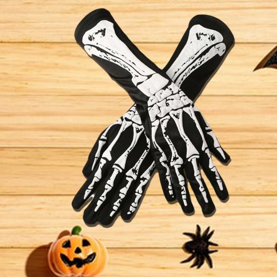 1 пара перчаток-скелетов на Хэллоуин, принт руки призрака, светящиеся в темноте, люминесцентные, контрастного цвета, с полными пальцами, ужасающие