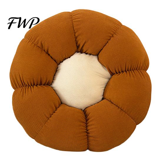 Kids Play Area Mat Corduroy Flower Cushion, Cute Shape Floor Decorative Cozy Tatami Cushion Throw Pillow for Bed Sofa Couch Room Decor Round Floral
