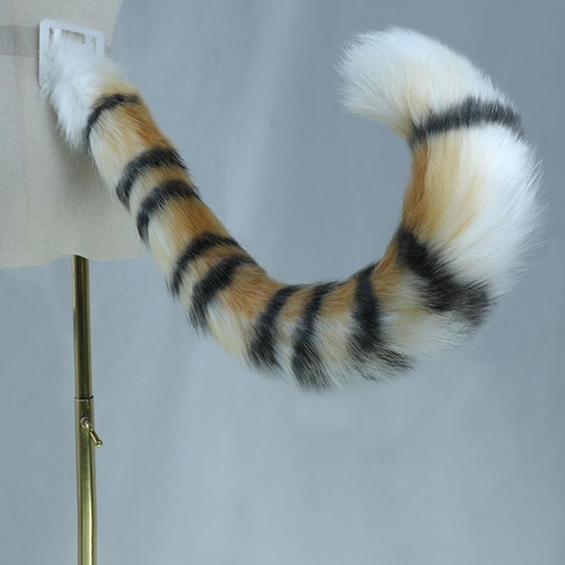 Регулируемый хвост тигра-лисы для кошки, реквизит, мех, пушистый, косплей, карнавальная вечеринка, Рождество, аниме-аксессуары, подарок, костюм на Хэллоуин