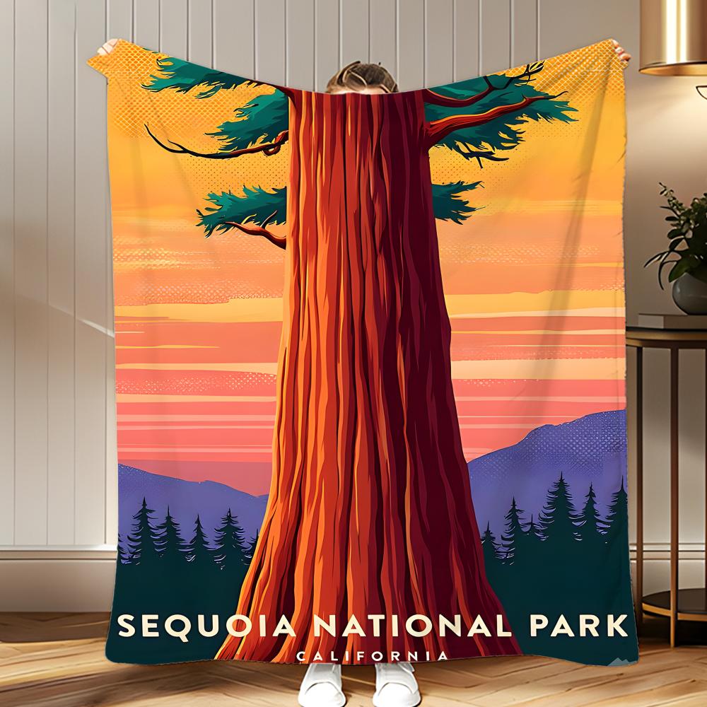 scenic spot Sequoia National Park Throw Soft Coral Fleece Blanket 310gsm Fluffy Warm Throw for Sofa Bed Couch Bedroom Decor