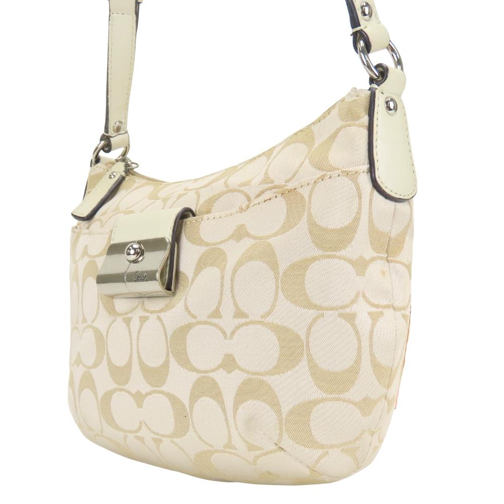 Used COACH Shoulder Bag Signature 43740 canvas/leather gold Gurege one belt