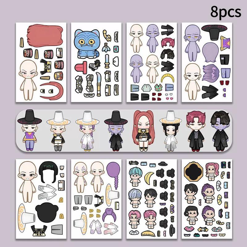 Demœ Hunters DIY Stickers Set Puzzle Face Changing Stickers Kpop DIY Phone Laptop Luggage Skateboard Graffiti Decals Kids Gift