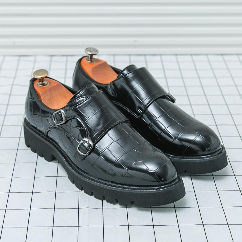 Модная корейская мужская повседневная кожаная обувь лоферы на толстой подошве, увеличивающая рост, формальная обувь слипоны для бизнеса и офиса