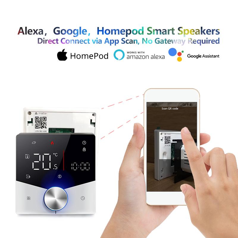 Matter Warm Floor Room Heating Thermostat Temperature Controller Water/Electric/Gas Boiler Tuya Smart Life Alexa Home Homekit