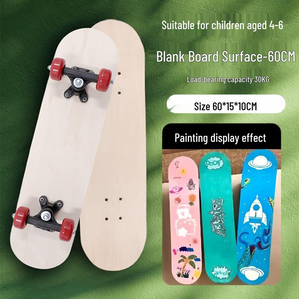 Детский скейтборд, расписанный вручную своими руками: Двусторонняя 7-слойная доска-заготовка из китайского клена