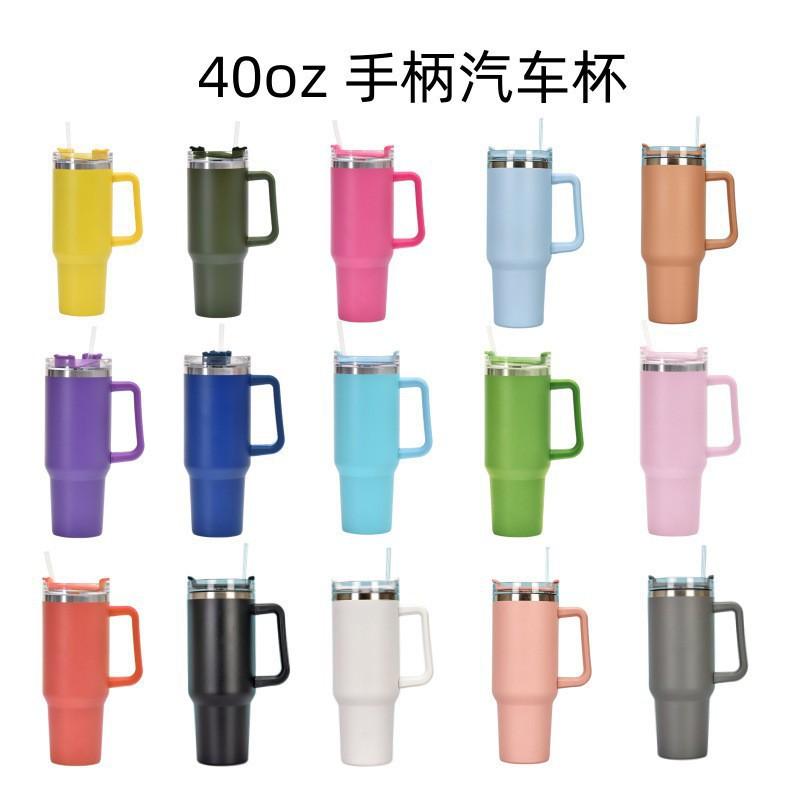 40oz Stainless Steel Travel Mug With Straw Double Wall Vacuum Insulated Car Cup Hot Cold Drinks