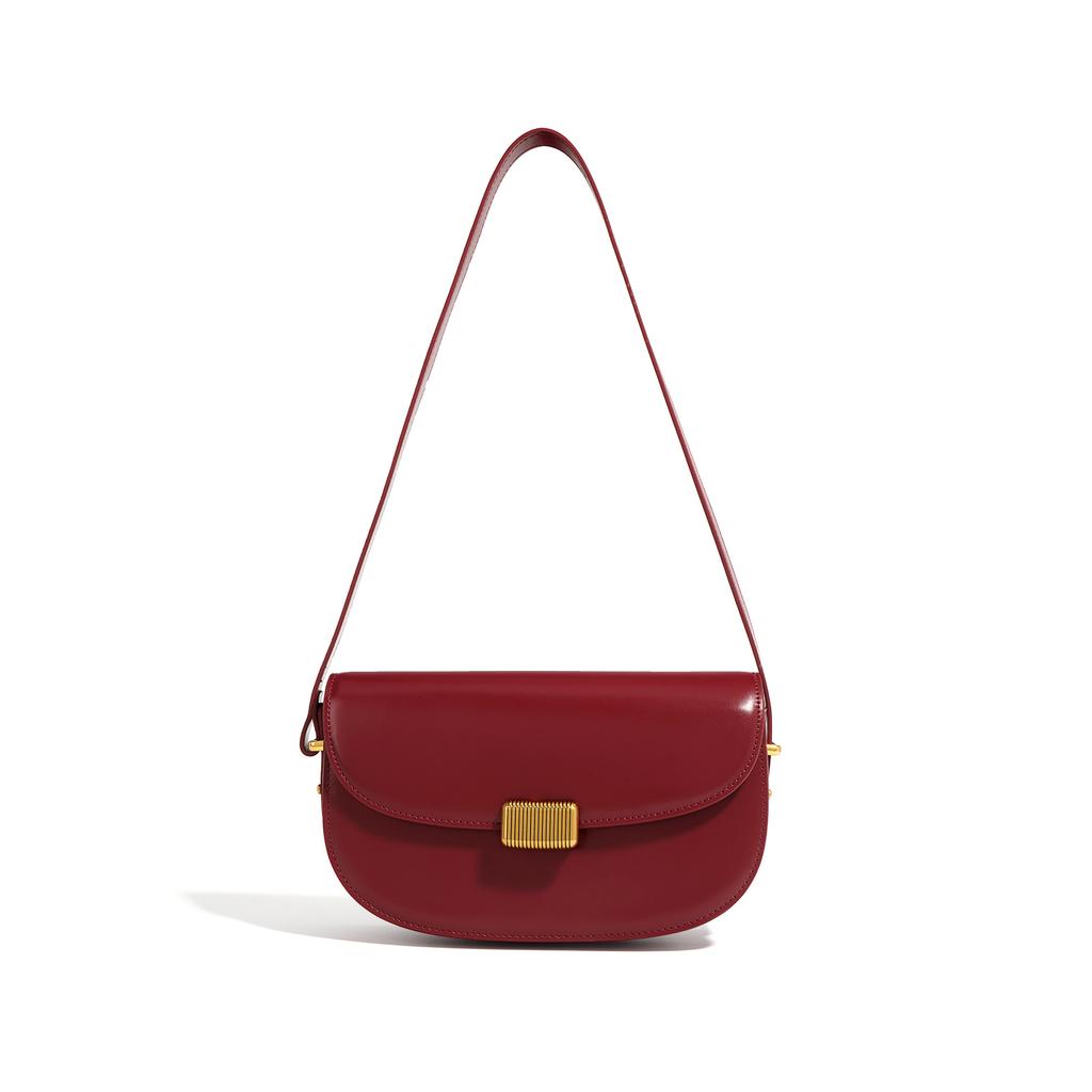 Designed underarm bag, vintage saddle bag, new high-quality textured cowhide shoulder and crossbody bag for women