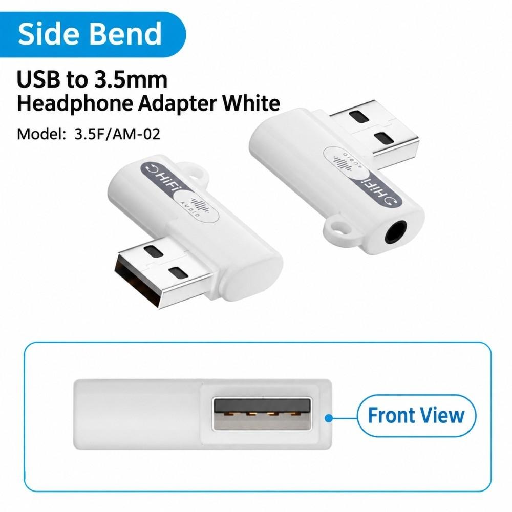 90 Degree Headphone Audio Converter Male to Female USB Audio Dongle Video Calls