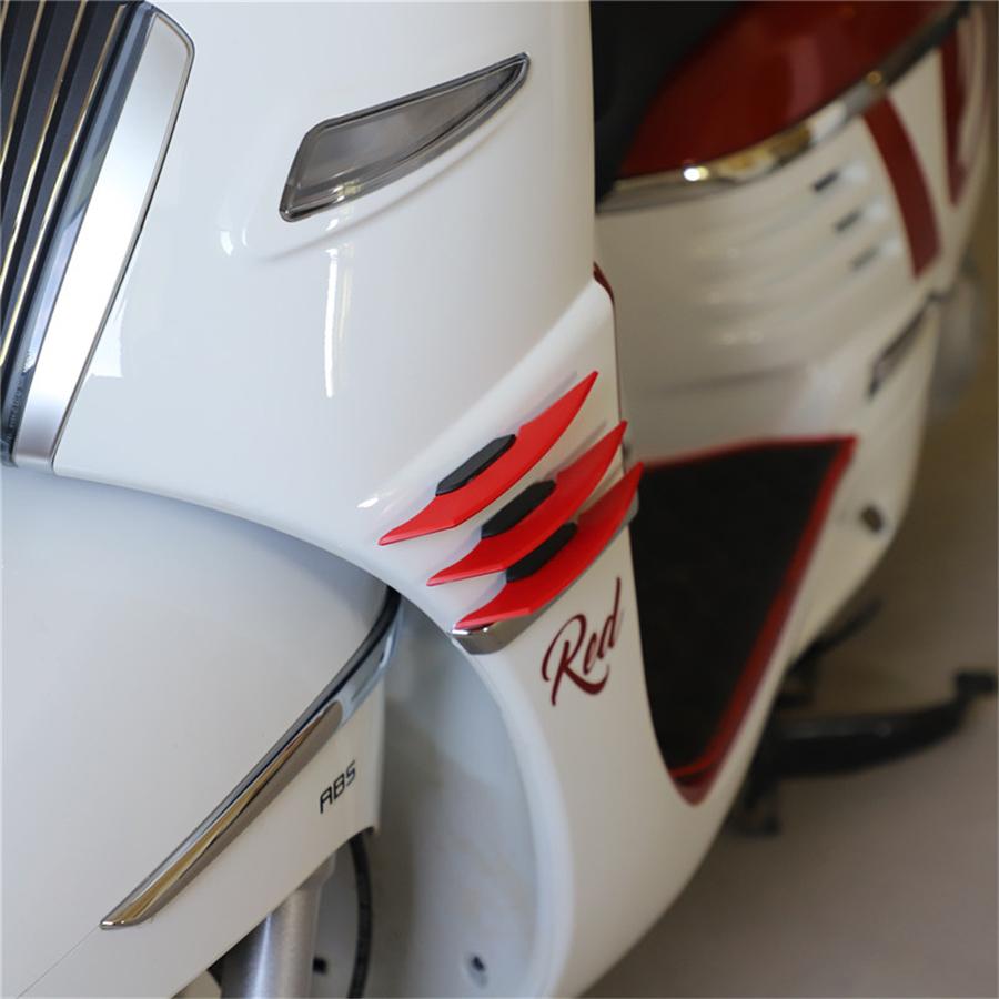 3Pair Universal Motorcycle Side Red Winglets Wind Fin Spoiler Trim Cover Air Deflector