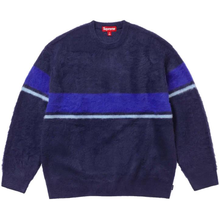 Supreme Brushed Stripe Sweater Navy