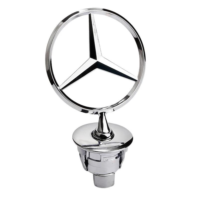 44mm 3D Metal Blue Chrome Star Bonnet Hood Logo Emblem Badge for Mercedes Benz W205 W204 AMG GLC CLA Interior Moulding LBMSLK NT2
